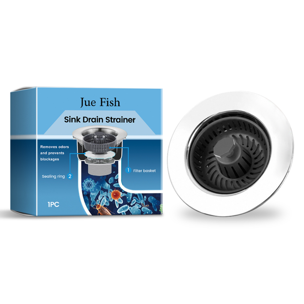 Jue-Fish Ju-C09-0129-01 Kitchen Sink Strainer Drain Filter Basket Anti Clogging Food Debris Catcher 6914274772096