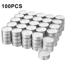 100Pcs Unscented Candles Smokeless 4-Hour Burn Time Round Candles with Aluminum Cup