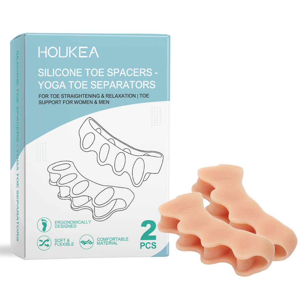 HOUKEA HK-B07-0132-01 2Pcs Ergonomic Silicone Toe Separators for Toe Stretching Relaxation