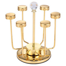 360 Degree Rotating Mug Holder Stainless Steel 6 Hooks Cup Drying Rack Kitchen Drinkware Organizer,Gold