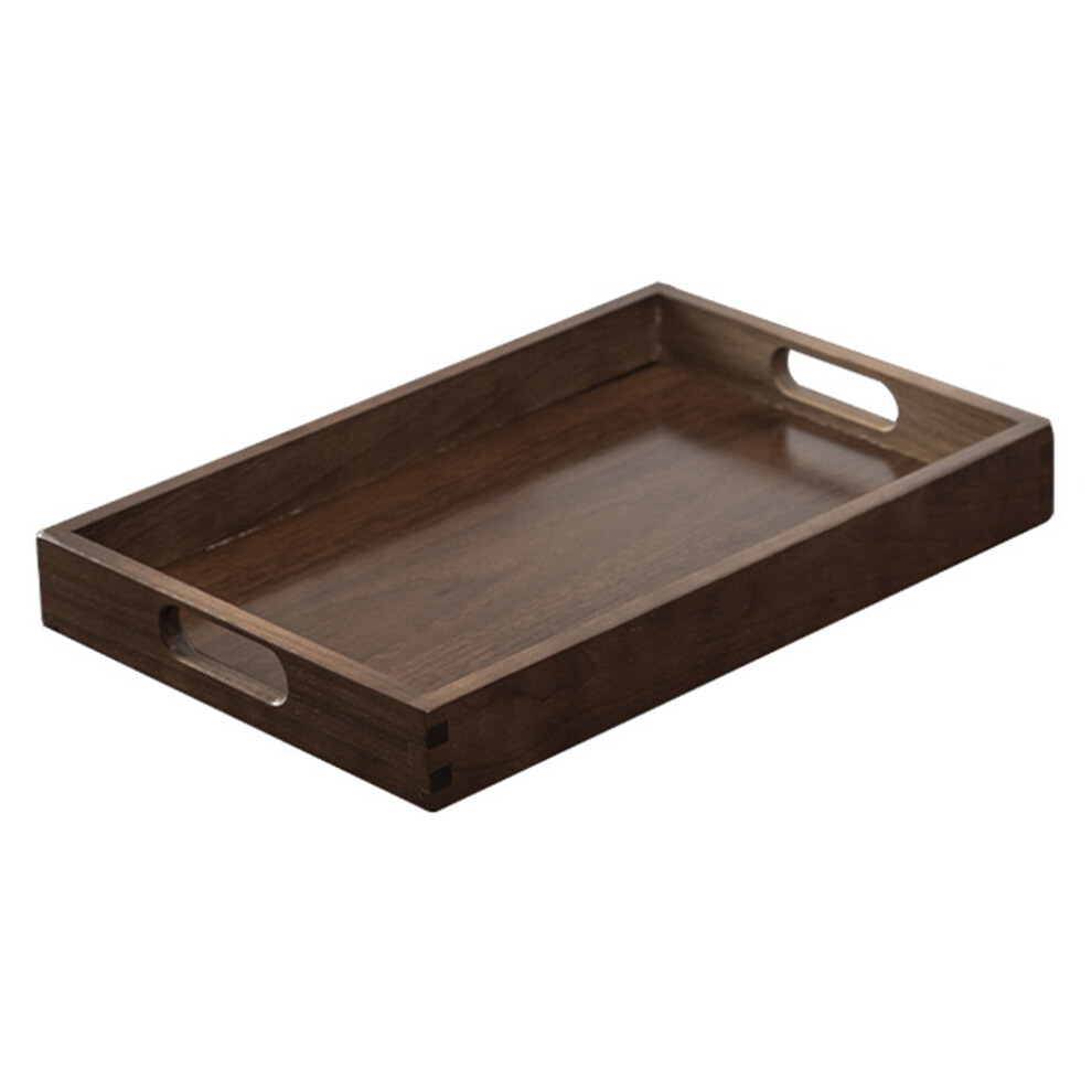 33 x 22 x 4cm Walnut Wood Serving Tray for Tea Coffee Fruit Rectangle Platter with Handles