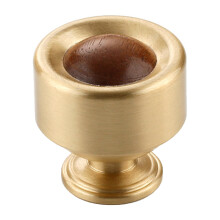 8161 Walnut Wood Cabinet Door Handles Nordic Brass Furniture Knobs Round Ball Pulls for Drawers