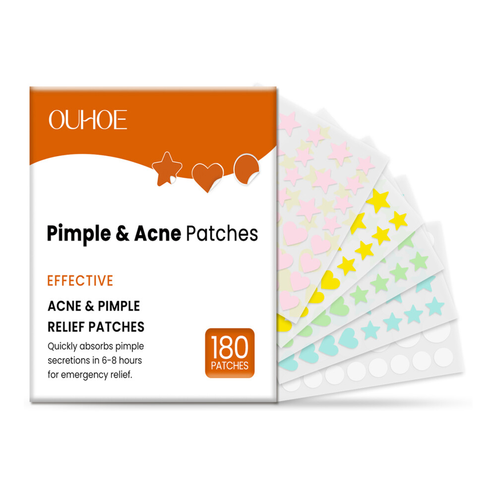 OUHOE 180PCS Acne Patches for Face Pimple Treatment Hydrocolloid Invisible Star Shaped Spot Cover