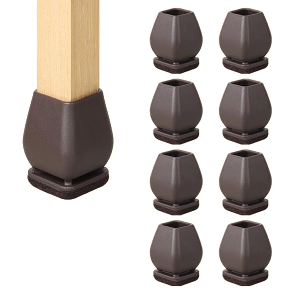 8Pcs Chair Leg Caps For 15-20Mm Square Legs Cover Noise Reducing Furniture Pads Thickened Wear-Resistant,Tan 6914276010004