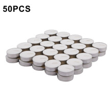 50Pcs Unscented Candles Smokeless 4-Hour Burn Time Round Candles with Aluminum Cup