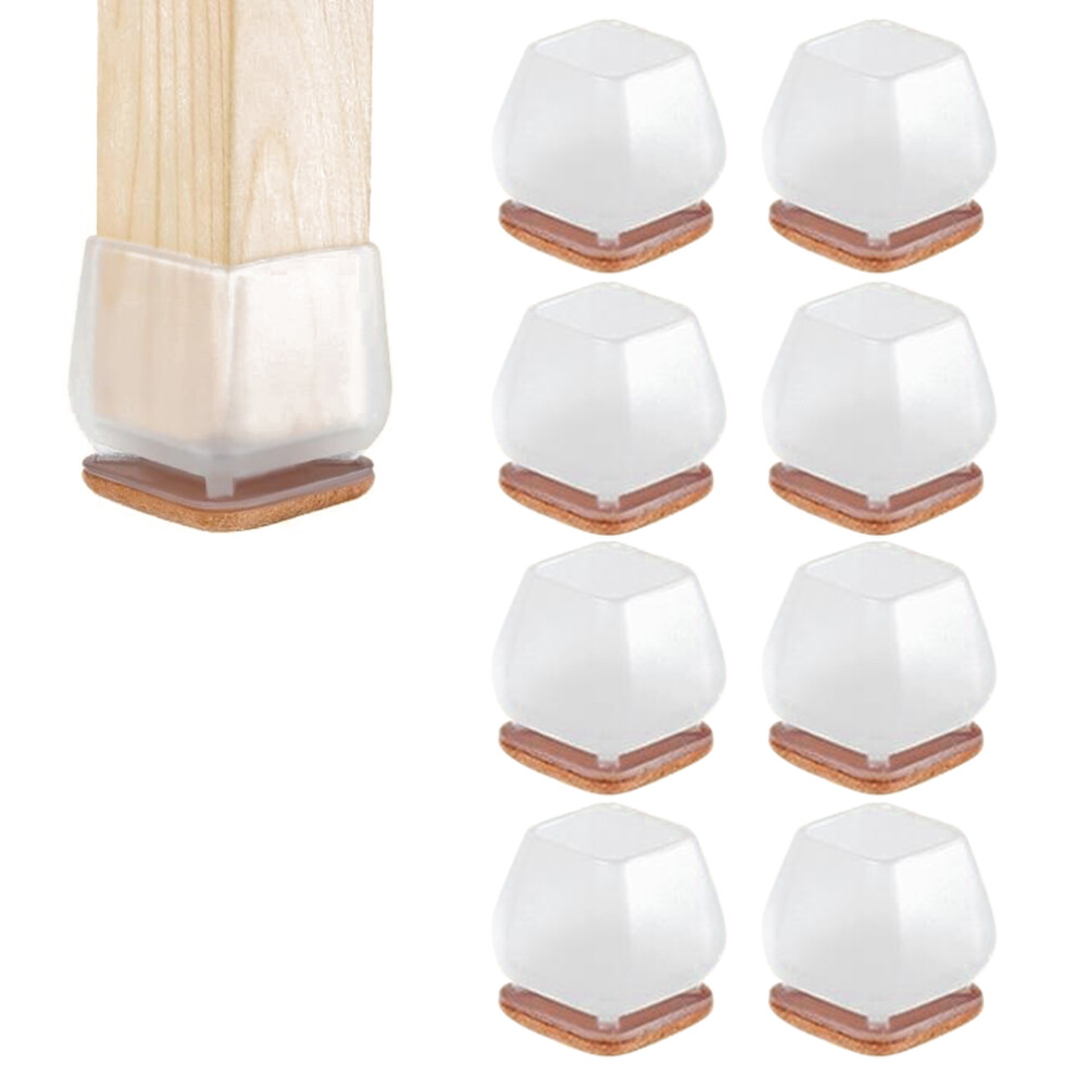8Pcs Clear Chair Leg Caps For 27-34Mm Square Legs Cover Noise Reducing Furniture Pads Thickened Wear-Resistant 6914277958732