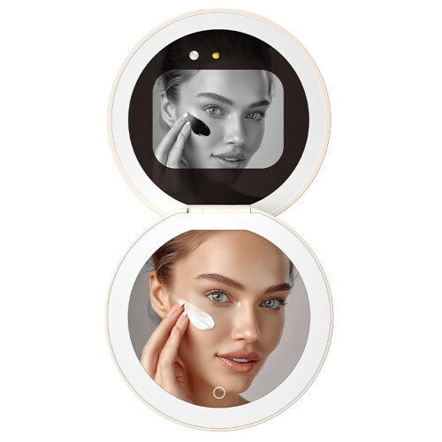Travel Makeup Mirror with UV Camera for Sunscreen Test LED Light Handheld Folding Mirror 1
