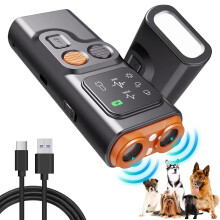P7 Dual Head Anti Barking Device for Dogs Ultrasonic Dog Trainer Built In LED Flashlight High Power Dog Repellent