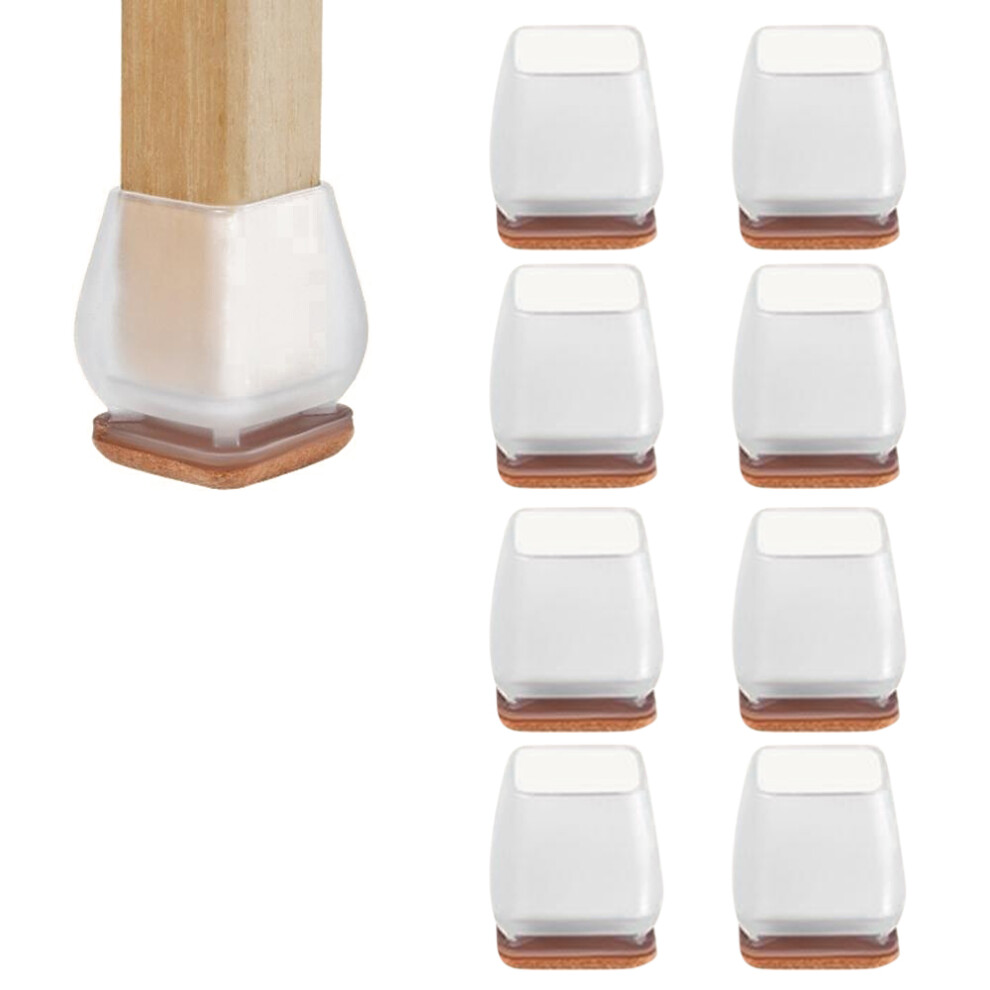 8Pcs Clear Chair Leg Caps For 20-26Mm Square Legs Cover Noise Reducing Furniture Pads Thickened Wear-Resistant 6914271997218