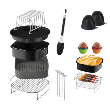 For Ninja AF180 Air Fryer 9Pcs/Set Accessories Cake Plate Silicone Tray Grill Rack Cupcake Mold Kit (BPA Free,FDA Certified)
