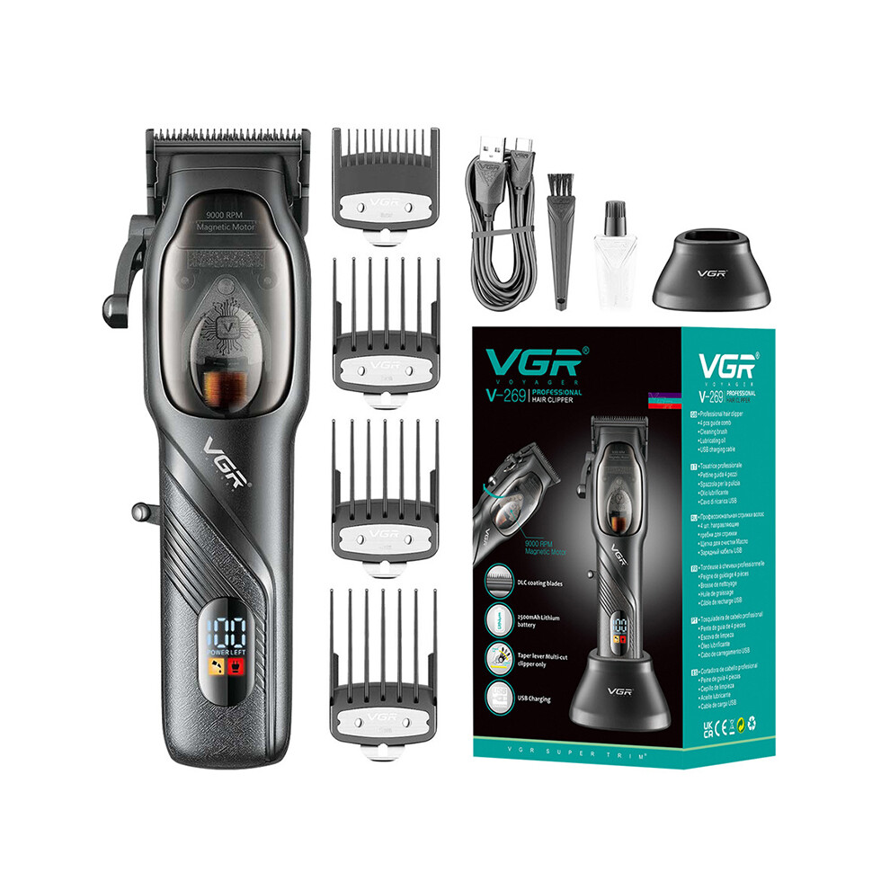 VGR V-269 Professional Hair Clippers for Men Cordless LCD Rechargeable Barber Clippers for Hair Cutting