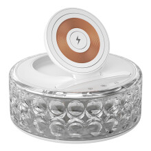 F11 Multi-Function Crystal Night Light Mobile Phone Holder Desktop Wireless Charger Dock