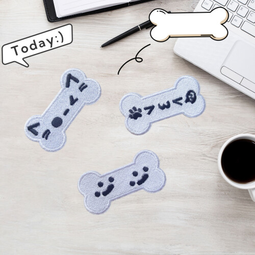 3 Pcs Cute Cartoon Expression Embroidered Patches Creative Self-Adhesive Appliques DIY Craft Decorations 2