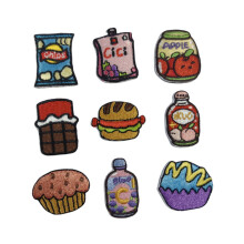 9 Pcs Korean Snack Drink Embroidered Patches Creative Self-Adhesive Appliques DIY Craft Decorations
