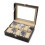 10 Compartments Watch Organizer Box PU Leather Glass Top Display Case 2