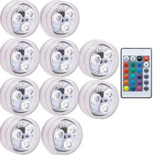 10Pcs RGB LED Underwater Light 16 Colors Fish Tank Decorative Light IP68 Waterproof Submersible Pool Lamp with Remote