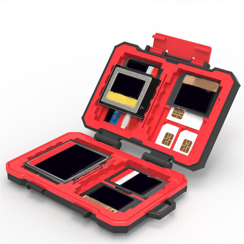 SD/TF/XQD/CF/SIM Card Storage Case Portable ABS+Rubber Waterproof Memory Card Storage Box 2
