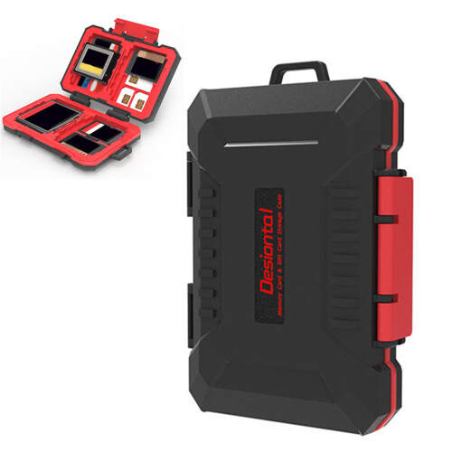SD/TF/XQD/CF/SIM Card Storage Case Portable ABS+Rubber Waterproof Memory Card Storage Box 1