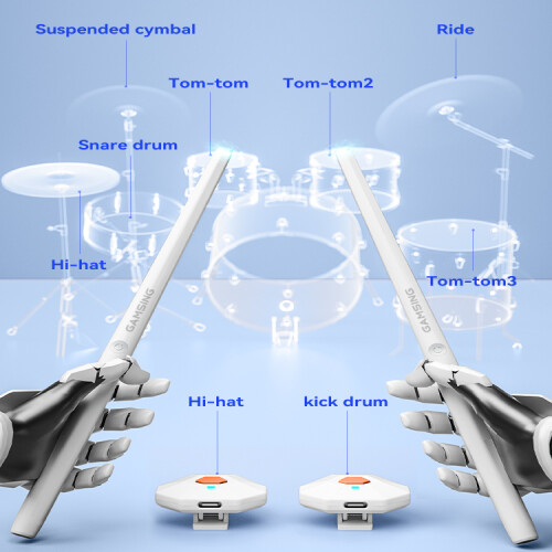 GAMSING GRA2 Air Drum Set with Bluetooth-compatible Speaker,Sticks Portable Drumstick Playset 2