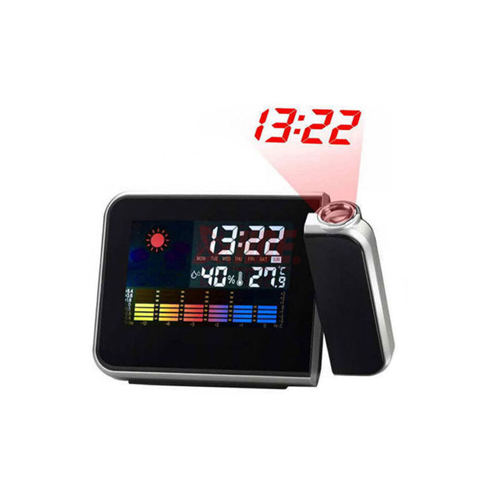 Rotating Time Projection Weather Forecast Electronic Alarm Clock LCD Display