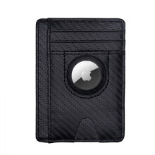 Carbon Fiber Texture Minimalist Wallet Card Holder 2 in 1 Portable Slim Case for AirTag