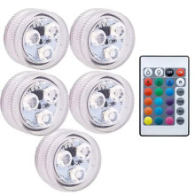 5Pcs RGB LED Underwater Light 16 Colors Fish Tank Decorative Light IP68 Waterproof Submersible Pool Lamp with Remote