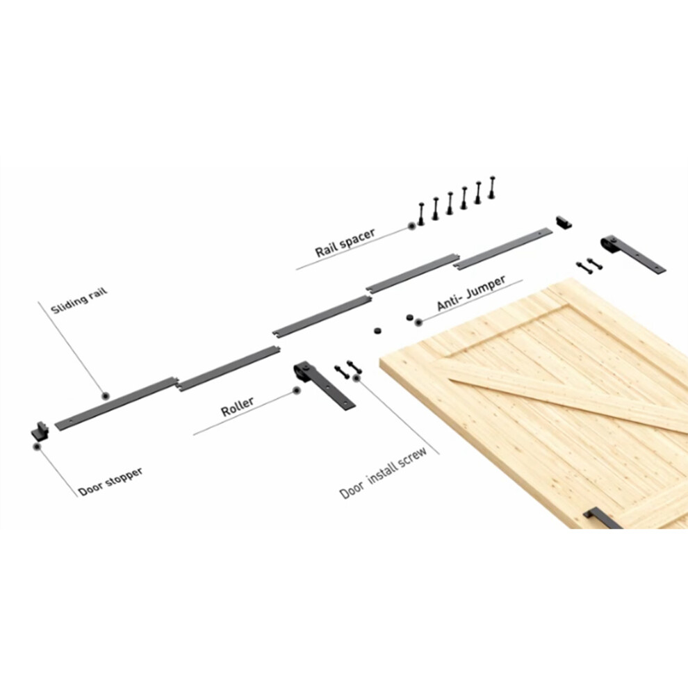 6.6Ft Standard Barn Door Hardware Kit Sliding Track System For Interior Doors 6914275318927