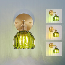 Retro Wall Light , Indoor Vintage Wall Lamp , Modern Wall Lights Glass Lampshade, Adjustable Angle, Green