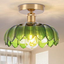 Plafonnier Rétro En Verre Lustre Vintage Plafonnier Moderne E27 Pour Couloir Cuisine Vert