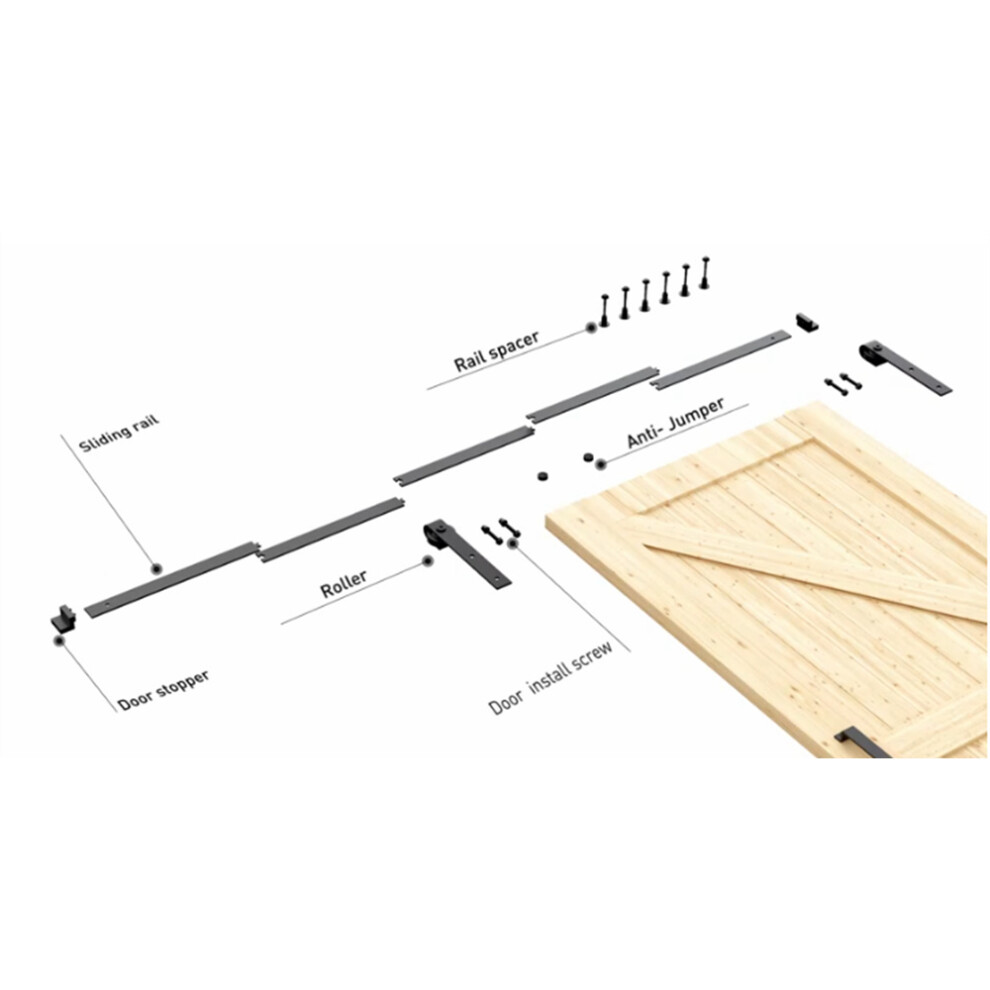 5Ft Standard Barn Door Hardware Kit Sliding Door Track System 6914278632648