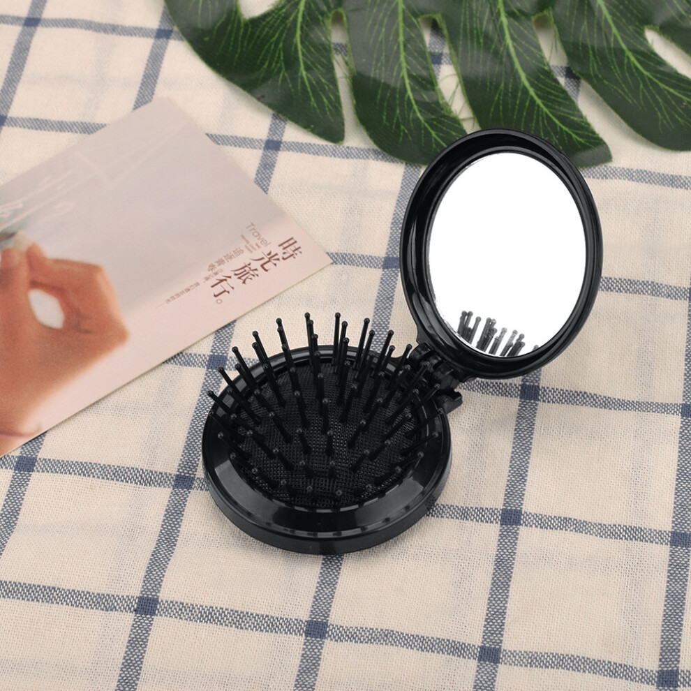 Unisex Mini Pocket Hair Comb With Mirror Folding Brush