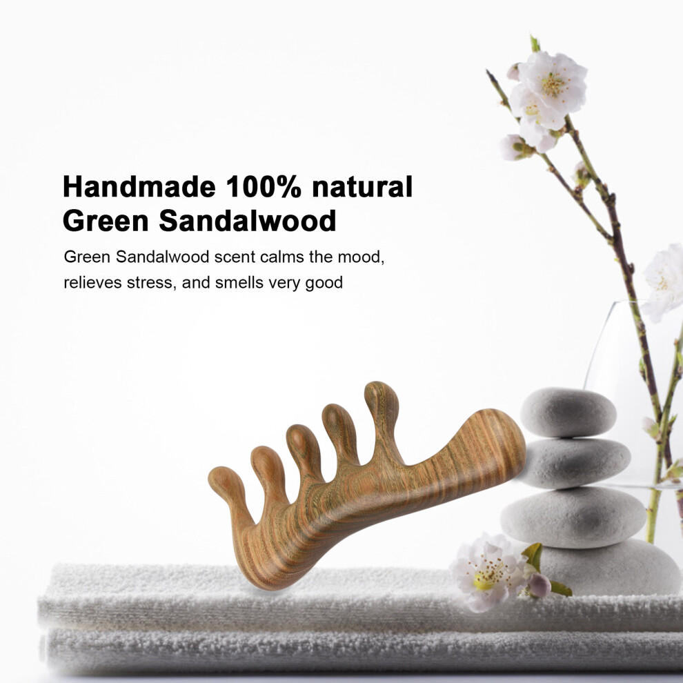 Unisex Green Sandalwood Wide Tooth Hair Comb Head Scalp