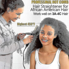 Hot Comb Straighteners, Electric Hair Straightener for Thick Afro Hair, Wig, Beard, Hot Anti-scald Portable Curling1pc--