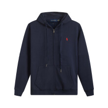(Royal blue, XL) Men's Classic Fleece Full Zip Small Pony Hooded Sweatshirt