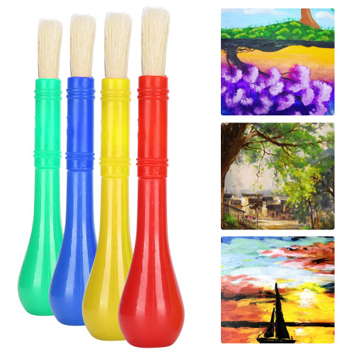 Set di pennelli per bambini - 4 pezzi, 14,8 cm, Blu Rosso Verde