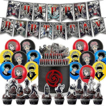 Jujutsu Kaisen Kids Birthday Party Decoration Supplies Include Anime Happy Birthday Banner Cake Topper Balloons Set