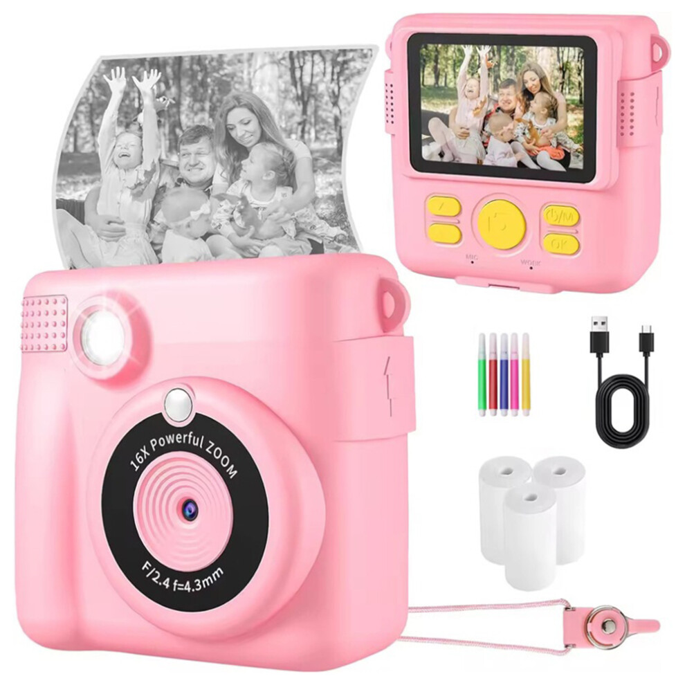 (Pink) Digital Camera 2.4 Inch IS Screen Instant rint Min-image-OPC-PJS8BK7-NEW
