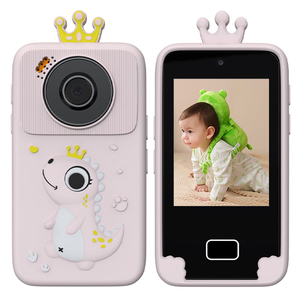 (Pink / Dinosaur) Digital Camera 12.8 Inch H Screen ual Lens Kis Cam-image-OPC-PJS8BV2-NEW