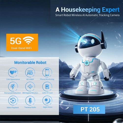(US Plug) PT205 Robot Design Home Camera 1080P Auto Tracking 2