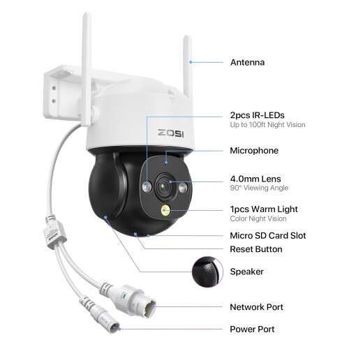 (EU Plug) C290SE 2MP Two-Way Audio PTZ Camera Night Vision S 1