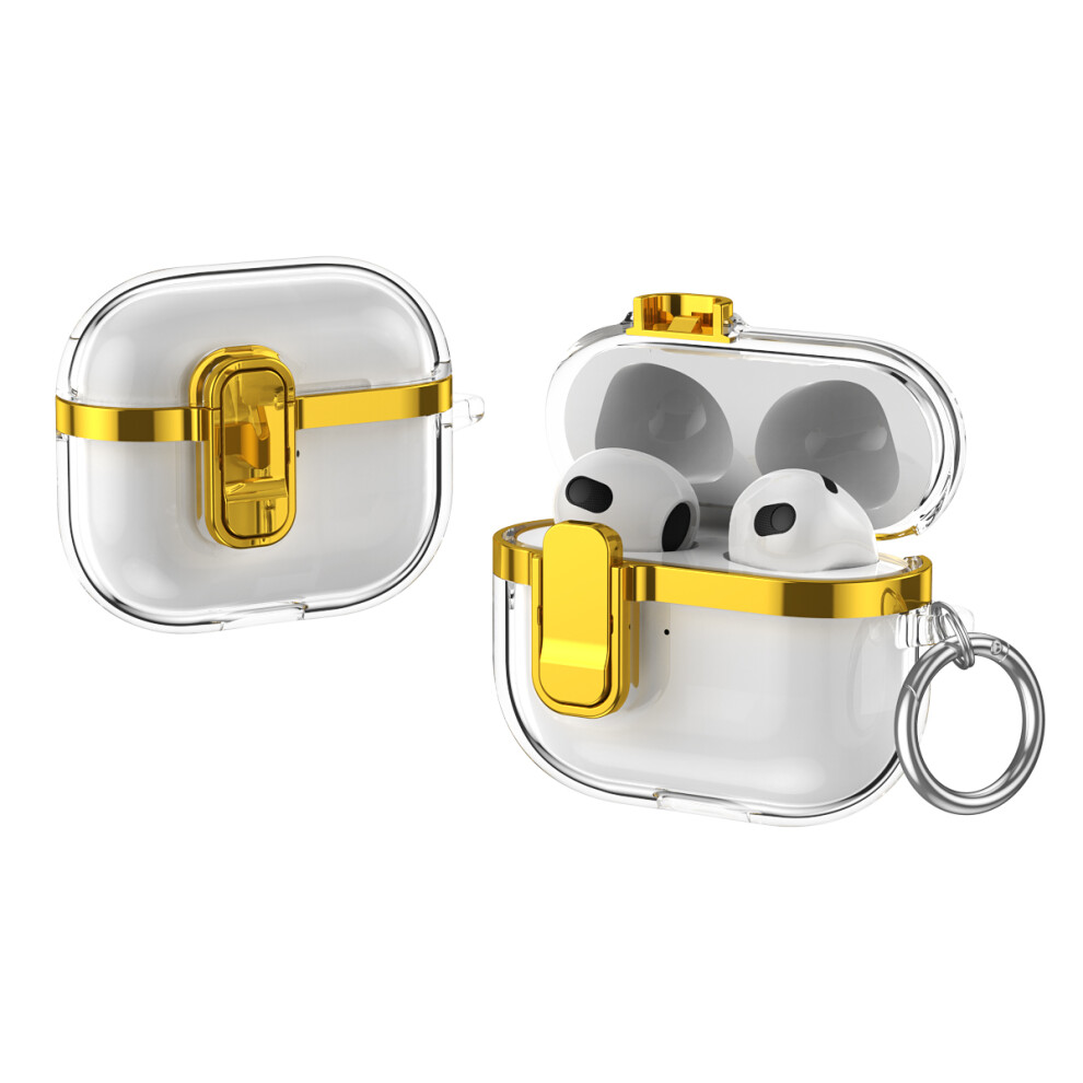 (Gold) For Apple Airpods 3 Case With Lock Buckle Tpu + Pc Gold 6914275673590