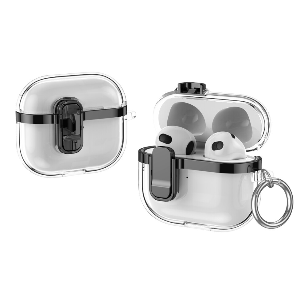 (Black) For Apple Airpods 3 Case With Lock Buckle Tpu + Pc Black 6914276462469