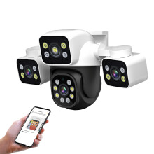 (UK Plug) PT223 Home Security 3 x 4MP Lens Camera WiFi Motio