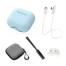 (Sky Blue) For AirPods 4 Earphones 5 in 1 Protective Case + A