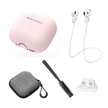 (Pink) For AirPods 4 Earphones 5 in 1 Protective Case + A