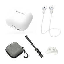 (White) For AirPods 4 Earphones 5 in 1 Protective Case + A