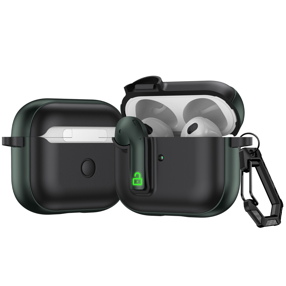 ( / Army Green) For Apple Airpods 3 Case Colorful Lock Buckle Shoc Black/Green 6914278971594