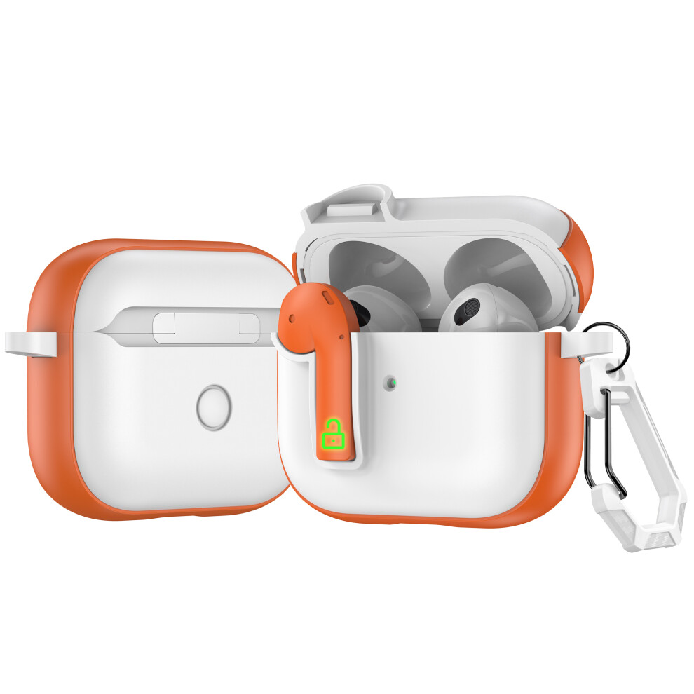 ( / Orange) For Apple Airpods 3 Case Colorful Lock Buckle Shoc White/Orange 6914278735868