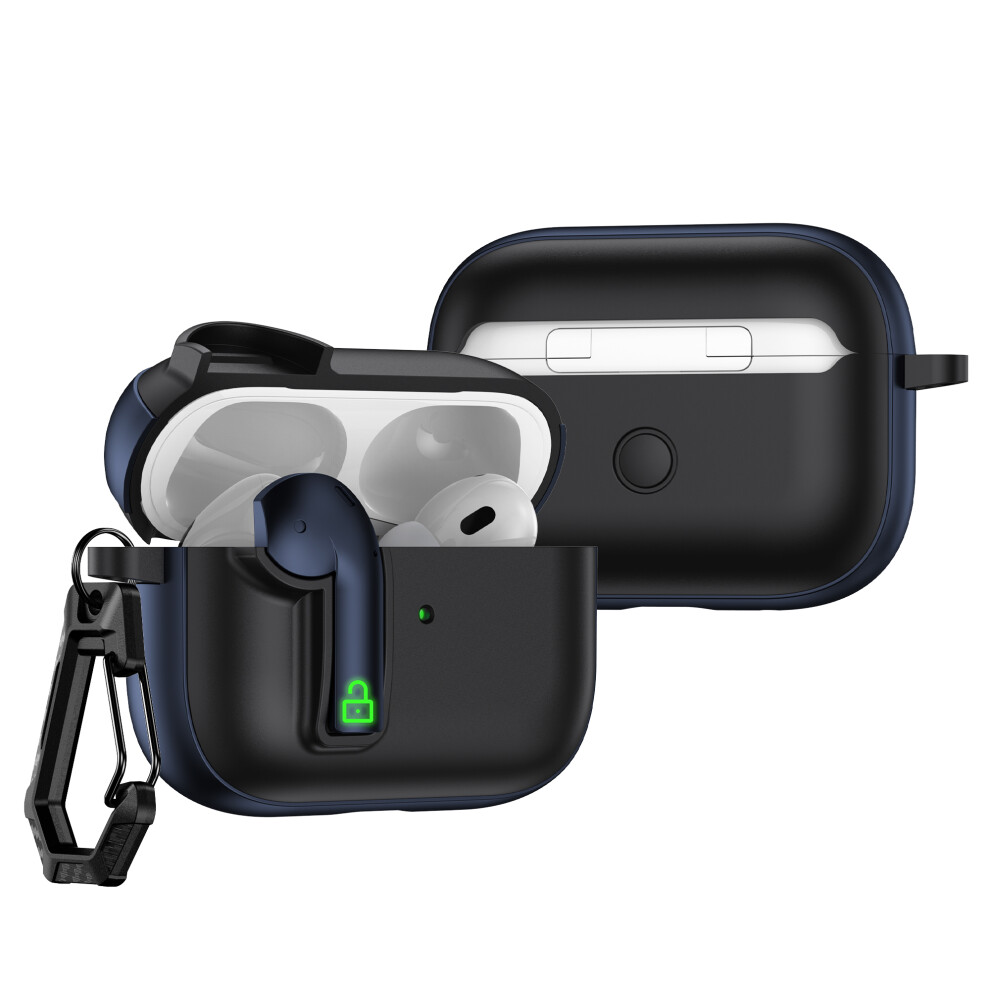 (Black / Dark Blue) For Apple Airpods Pro Case Colorful Lock Buckle Sh Blue,Black 6914276280247