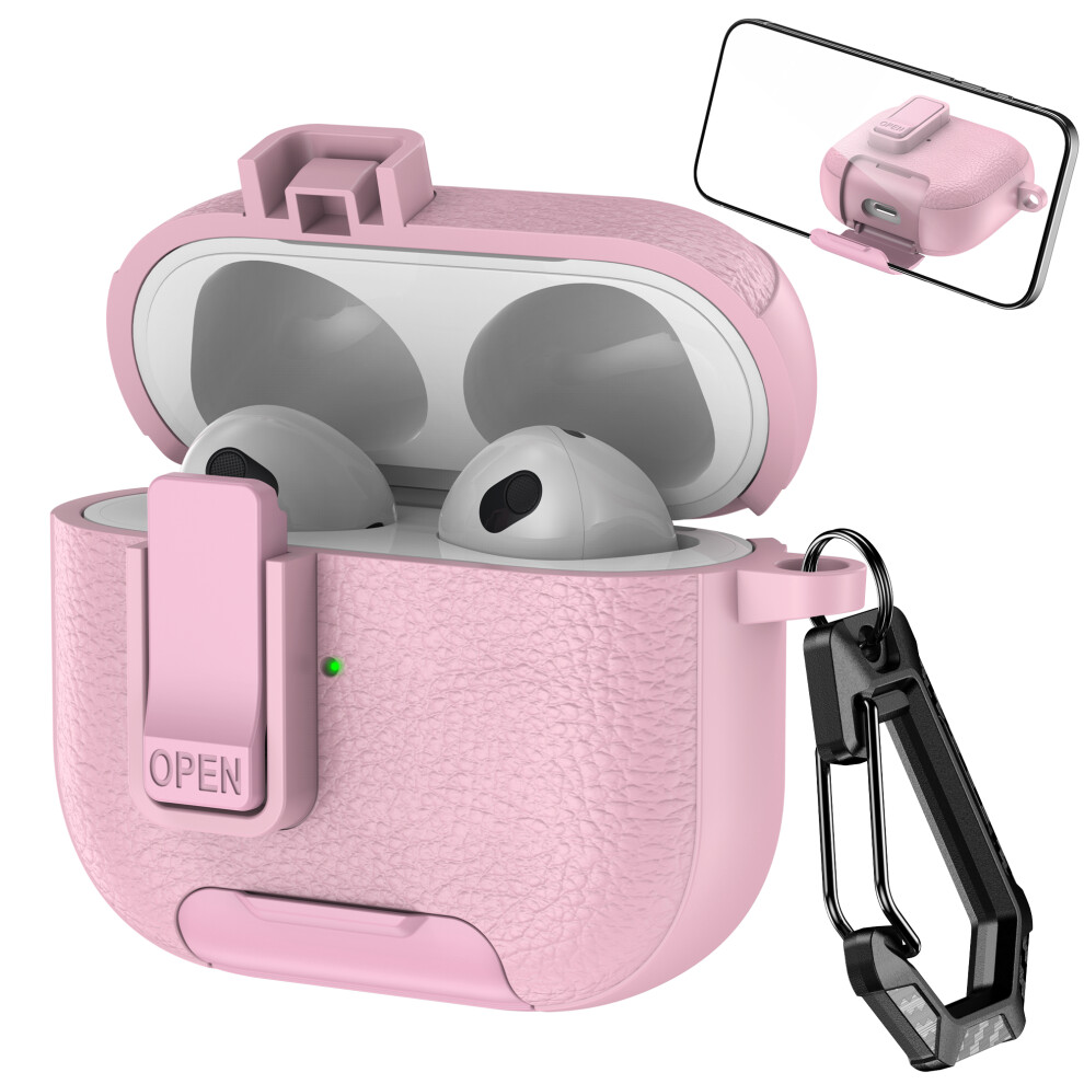 (Pink) For Apple Airpods 3 Protective Case With Stand Lit Pink 6914277262068